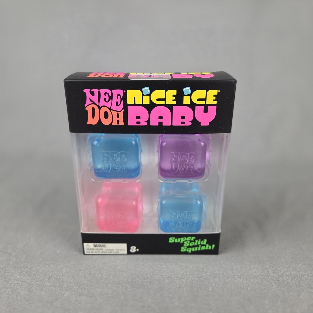 NEW NeeDoh Nice Ice Baby Mini Cubes Pink Blue Purple Super Solid Squish